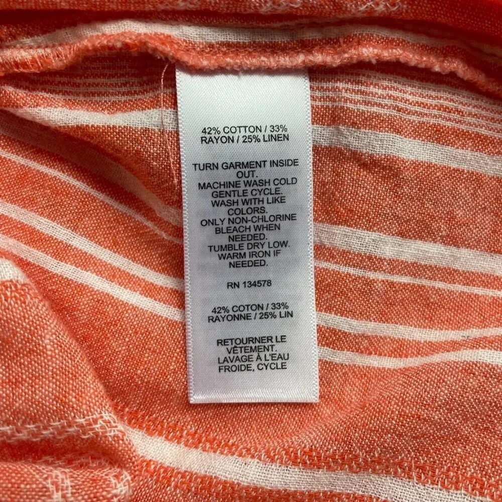 Vineyard Vines Coral & White Stripe Linen Blend Mini Dress Size XS - Picture 4 of 4
